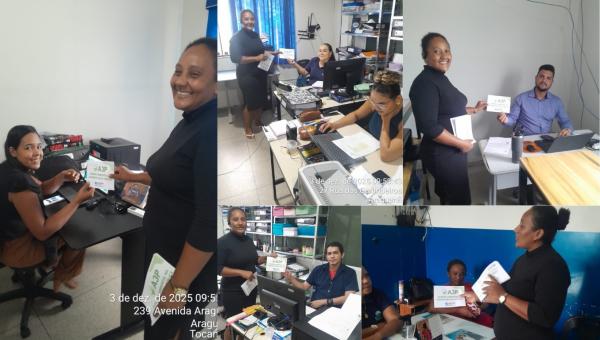 Prefeitura de Araguanã promove ação da A3P com entrega de material educativo sobre uso consciente dos recursos naturais