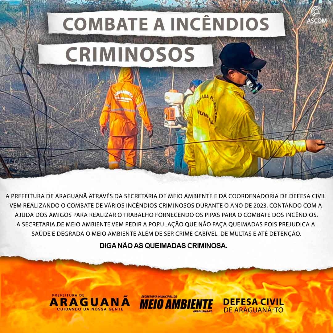 A secretaria de Meio Ambiente e da coordenadoria de Defesa Civil vem realizando o combate de vários incêndios criminosos!