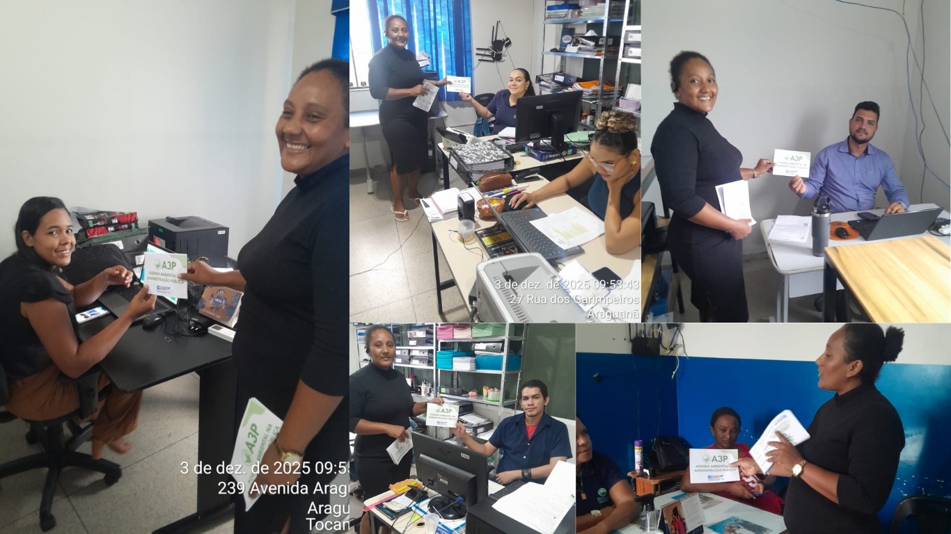 Prefeitura de Araguanã promove ação da A3P com entrega de material educativo sobre uso consciente dos recursos naturais