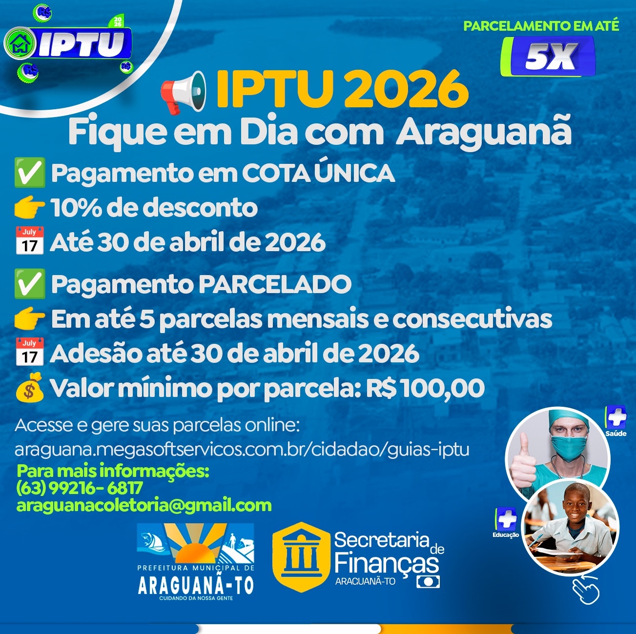 IPTU 2026 – Fique em dia com Araguanã